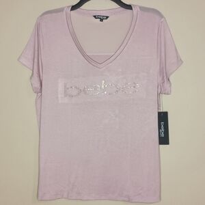 bebe Rhinestone V-Neck Tee